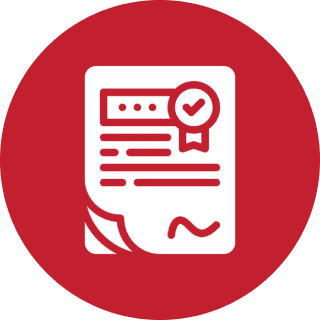 Document icon with a checkmark badge.